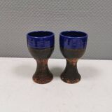 Two mugs in partially blue-glazed ceramic, from Seilast Wisby Sweden