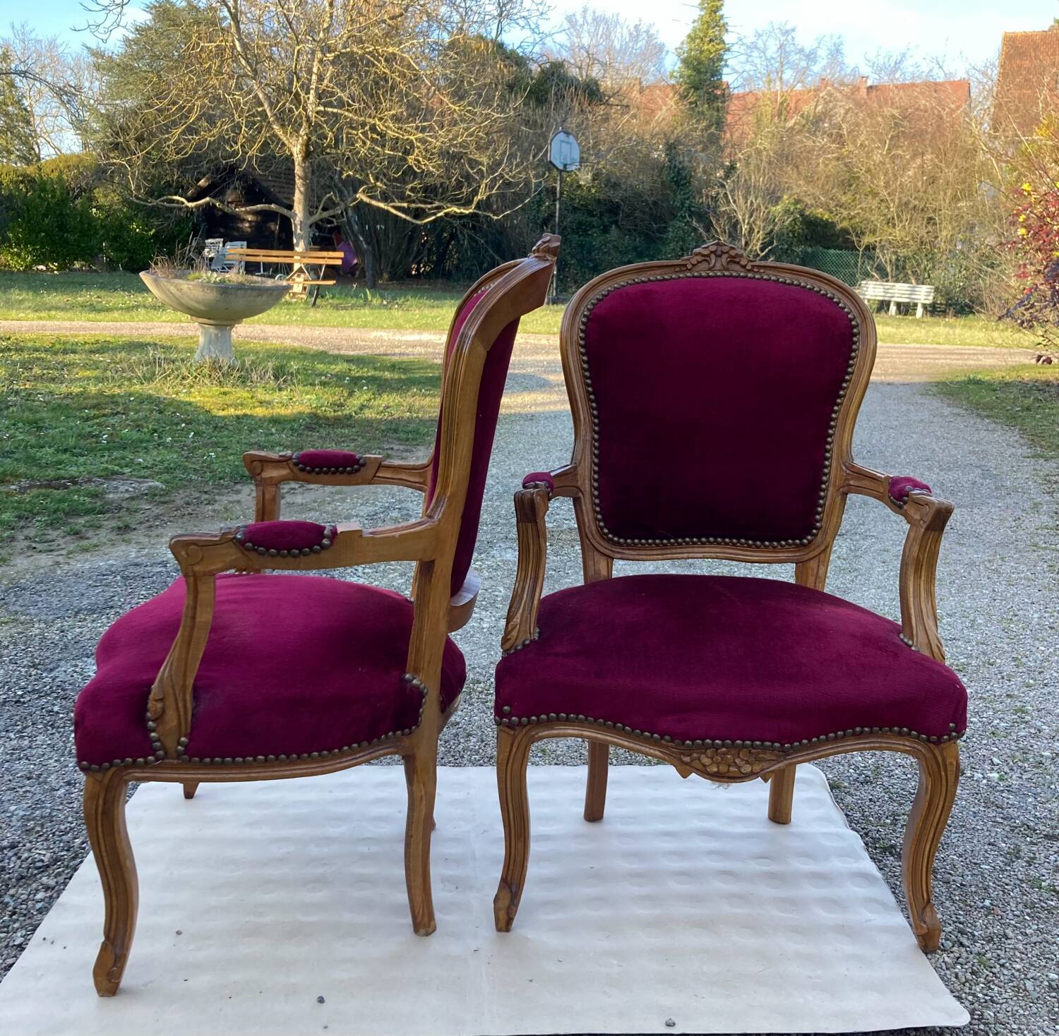 Louis XV armchairs in solid wood, 20th century