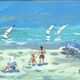 Plaisirs de la plage in Saint Lunaire, gouache on cardboard signed Fanch Lel