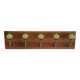 Wall-mounted coat rack in wood and sage green ceramic – 5 hooks – 50 cm
