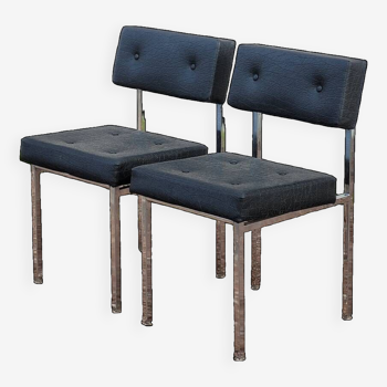 Pair of chromed design skai chairs - 1950s