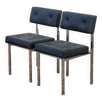 Paire de chaises en skaï design chromé - 1950s