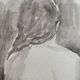 Painting signed watercolor monochrome sepia female nude portrait seated from behind