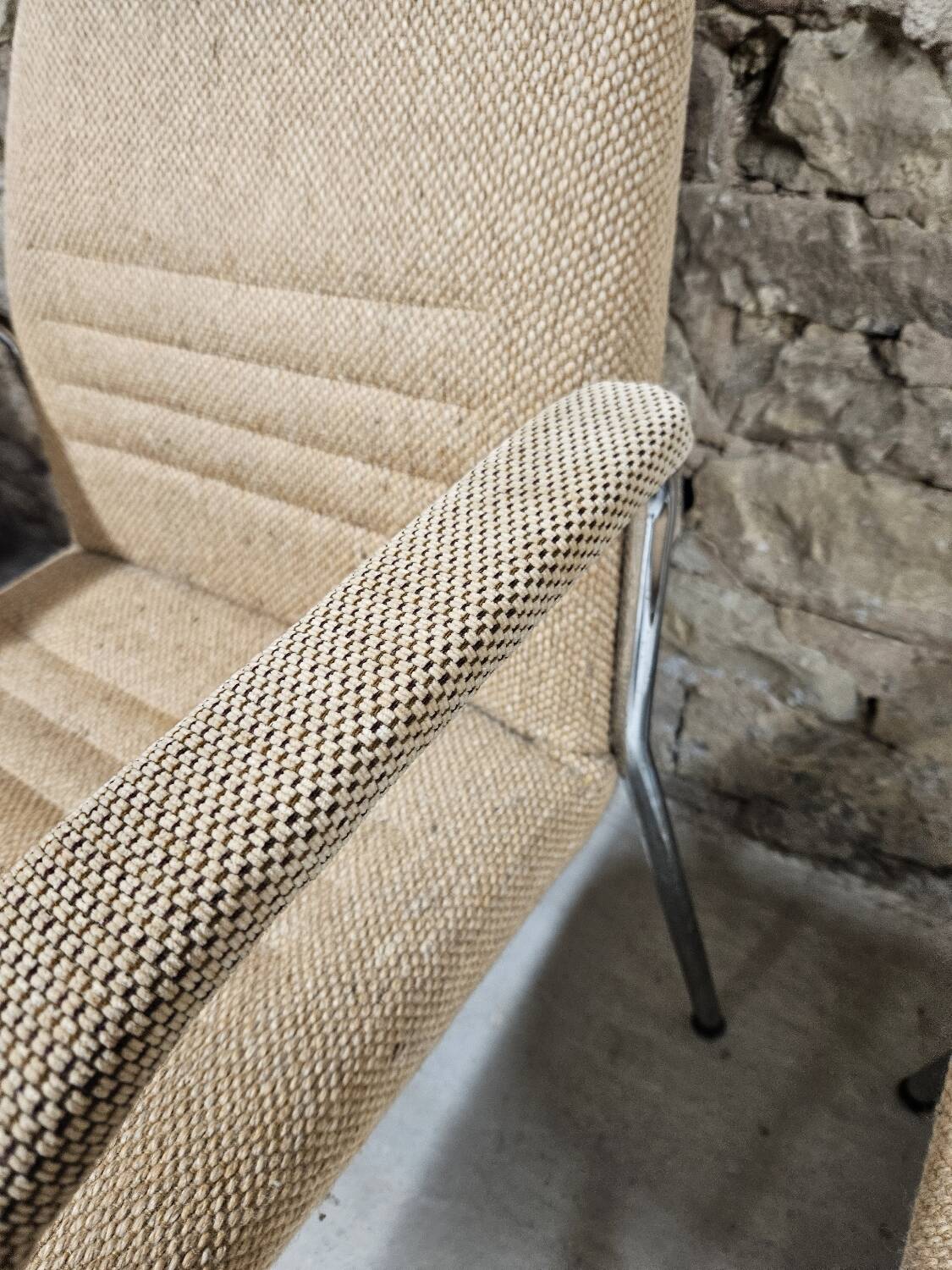 Pair of vintage 1970s Sedus bouclette wool armchairs