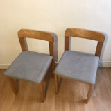 Pair of chairs in beech 60s / 70s
