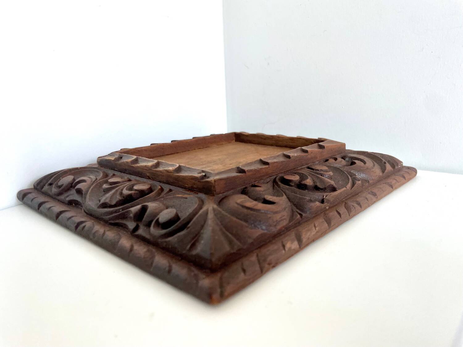 Antique handcarved frame Cedarwood 21.5 cm x 19 cm