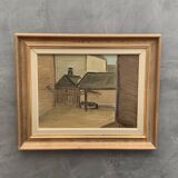 Modernism Mid-20th century Oil Painting Cityscape  by Thage Carlson 1960s