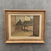Modernism Mid-20th century Oil Painting Cityscape  by Thage Carlson 1960s