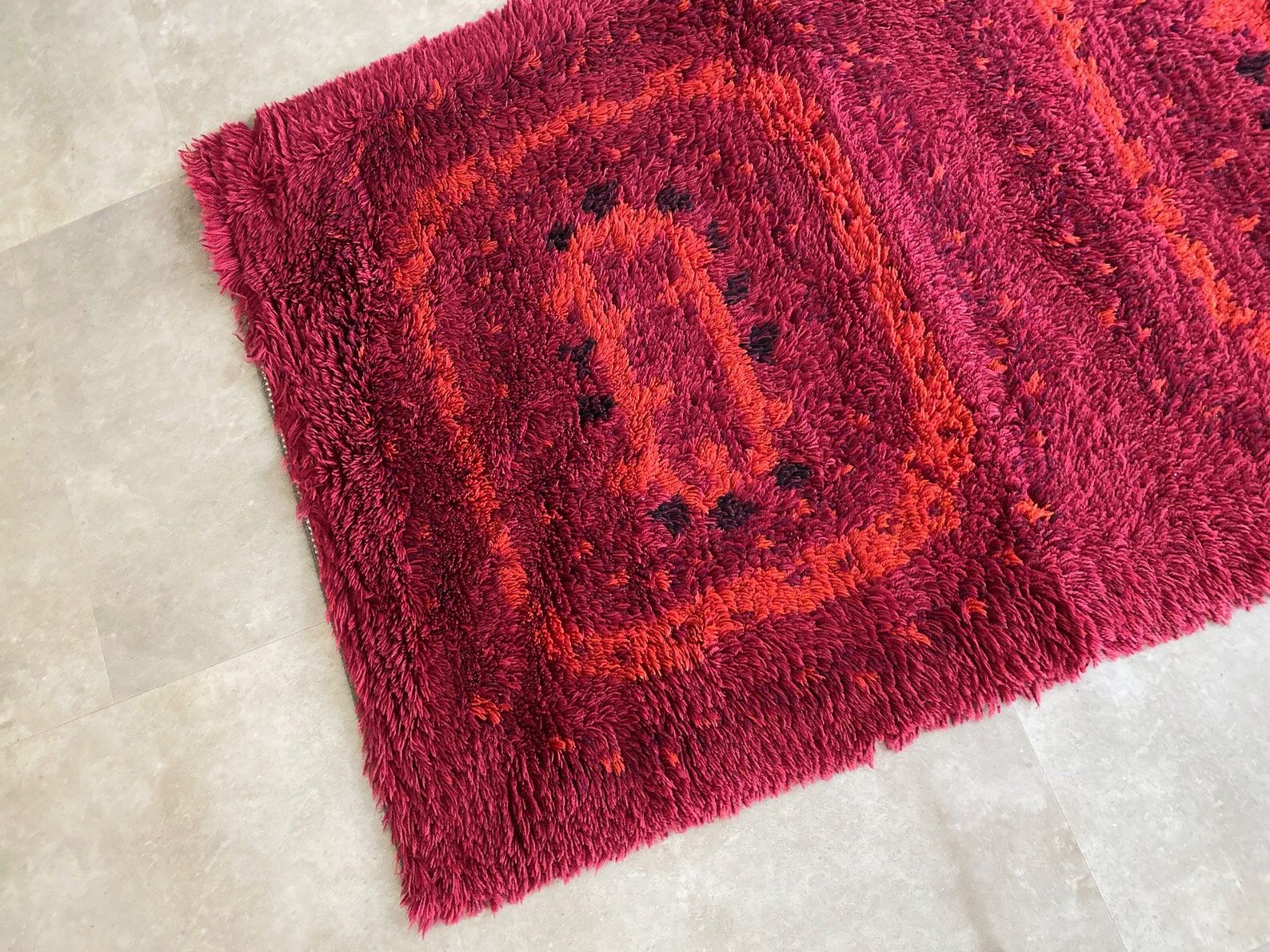 Mid century rya rug / carpet scandinavian design, vintage