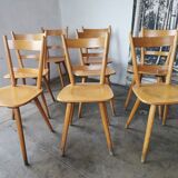 Set of 8 vintage bistro chairs 1960