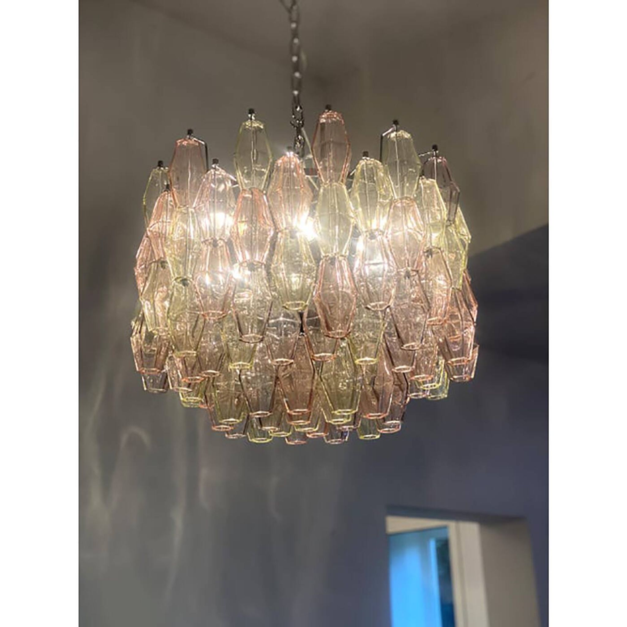 Lustre contemporain en verre de Murano "Poliedri