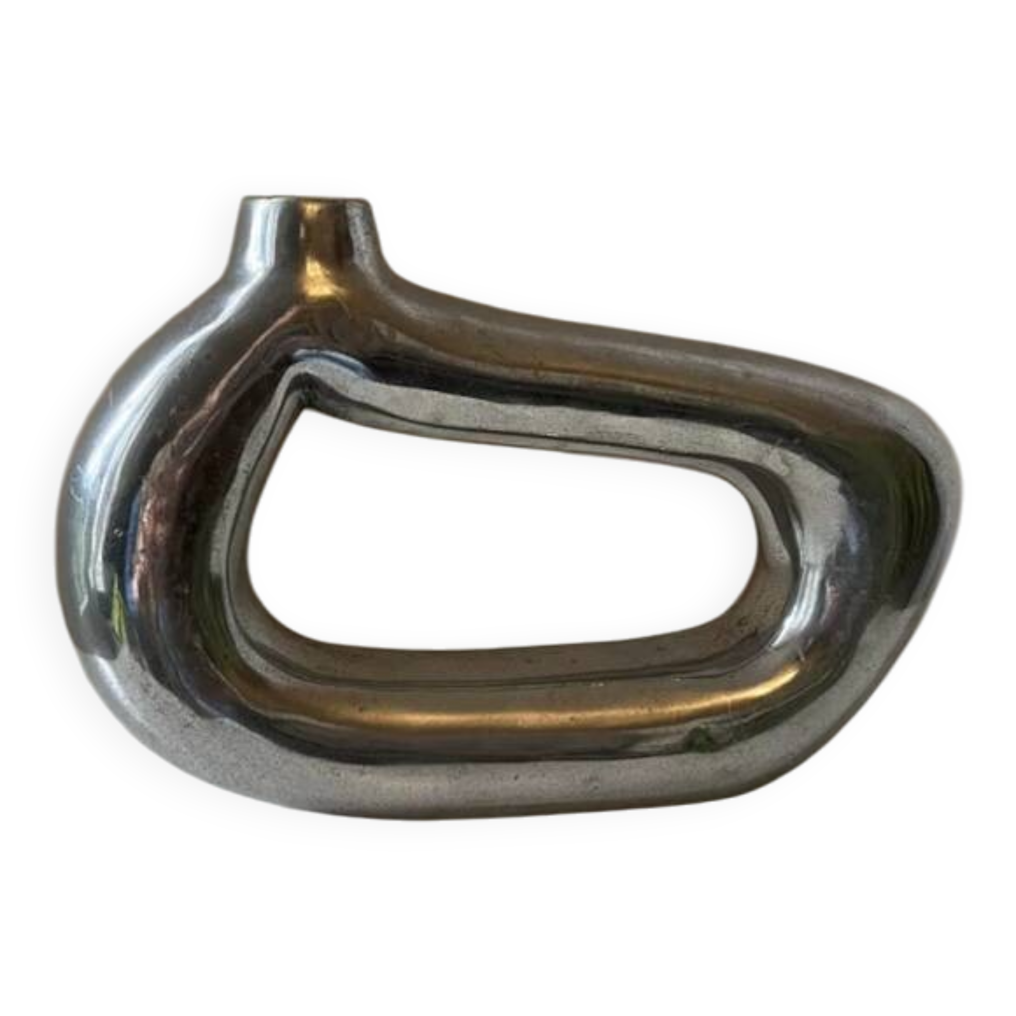 Vintage 1970s asymmetrical cast aluminum modernist soliflore vase