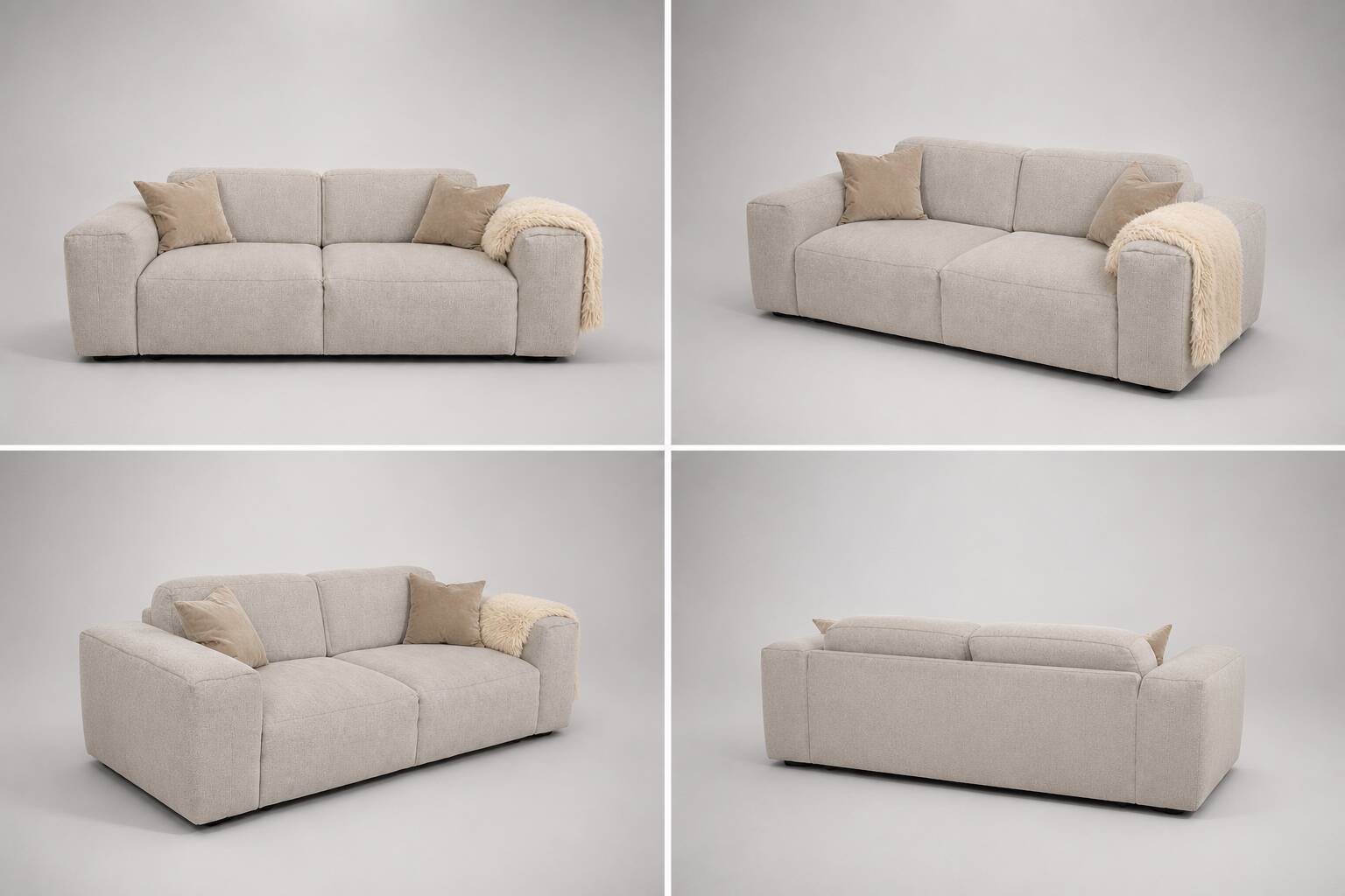 Canapé Posada Habitat – 3 seats – grey-beige mottled fabric