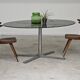 Table de repas en verre aluminium et acier chromé