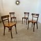 Set of 4 old vintage Baumann 50s wooden bistro chairs