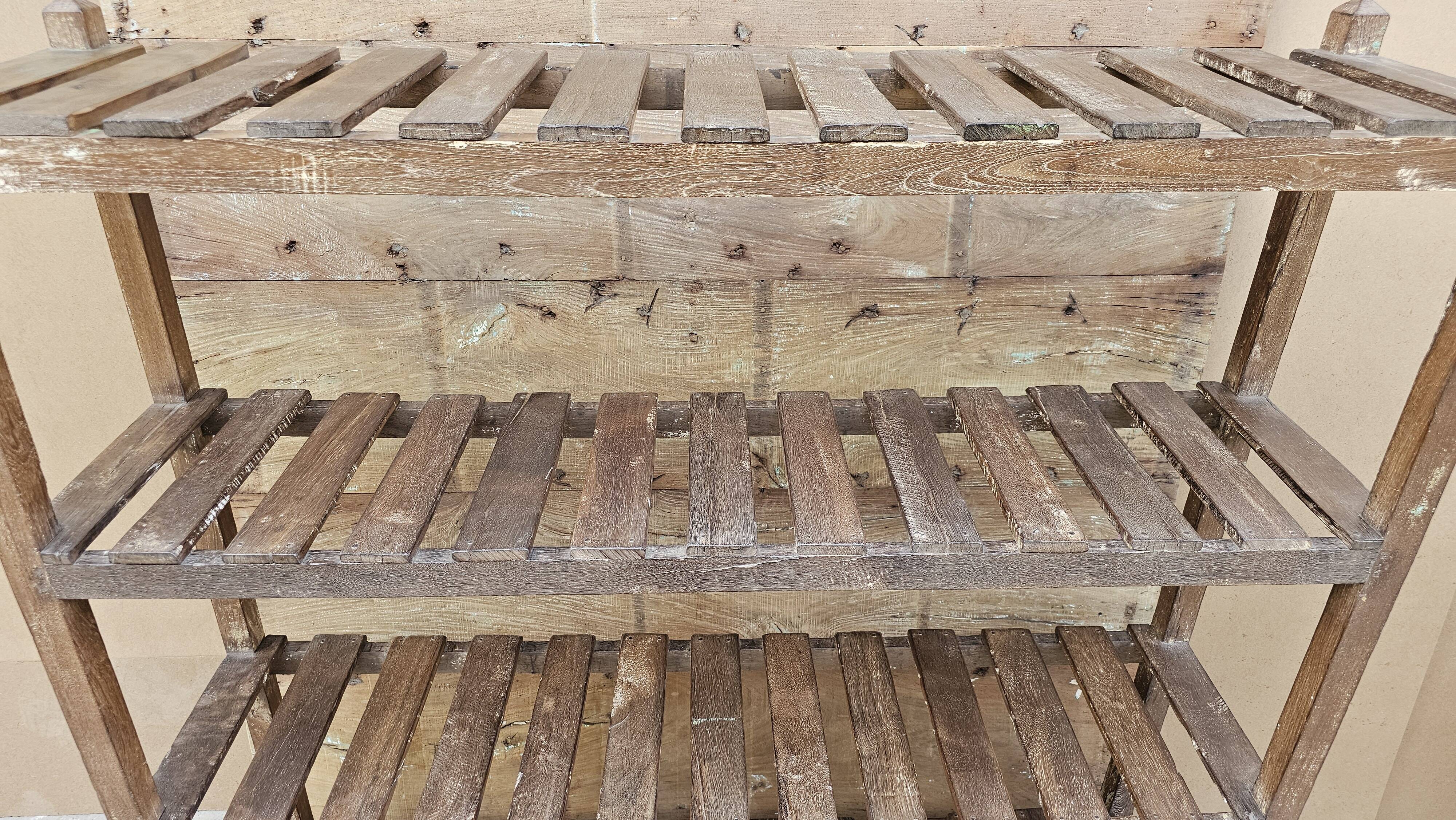 Antique Burmese teak workshop rack - shelf