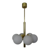 Sputnik brass and glass ceiling chandelier from Kaiser Idell / Kaiser Leuchten, Germany, 1960s