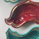 3 green and burgundy leaf-shaped bowls Verceram