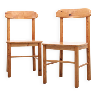 Pair of Scandinavian chairs in solid pine by Rainer Daumiller