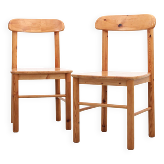 Paire de chaises scandinaves en pin massif de Rainer Daumiller