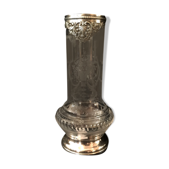 Crystal and silver vase, 19th century