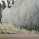 Oil painting signed mountain landscape herd of goats