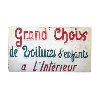 Store sign. Children's cars. Vintage signs. Around 1940/1950s.