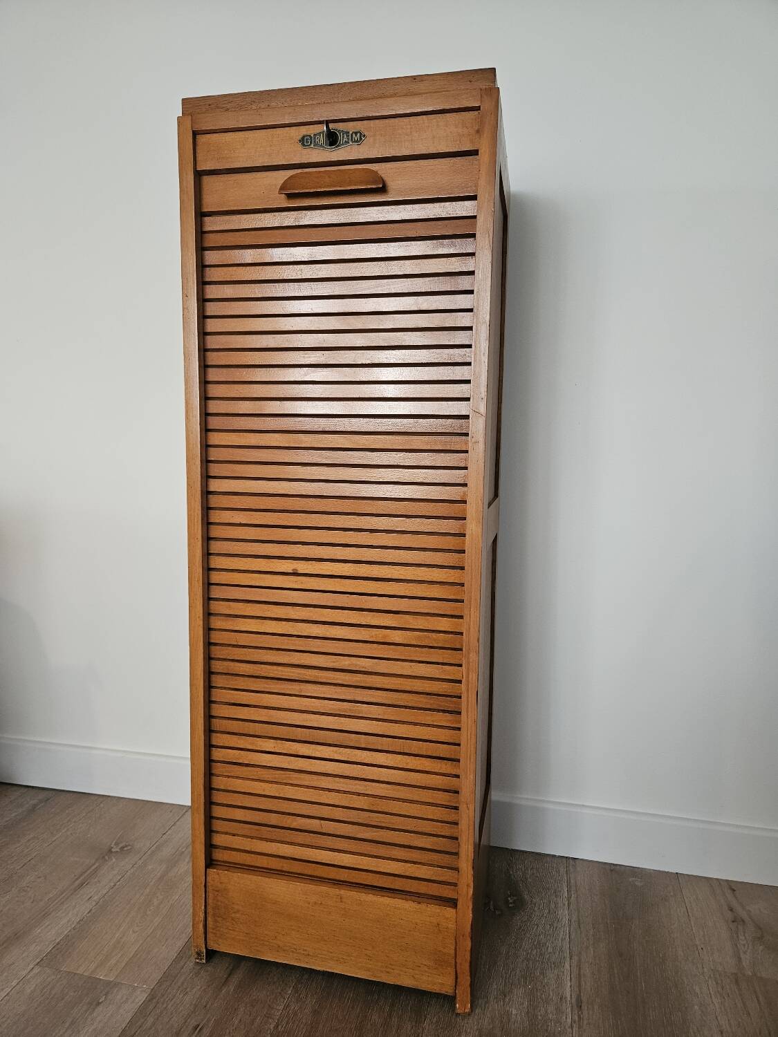 Gradiam oak curtained filing cabinet