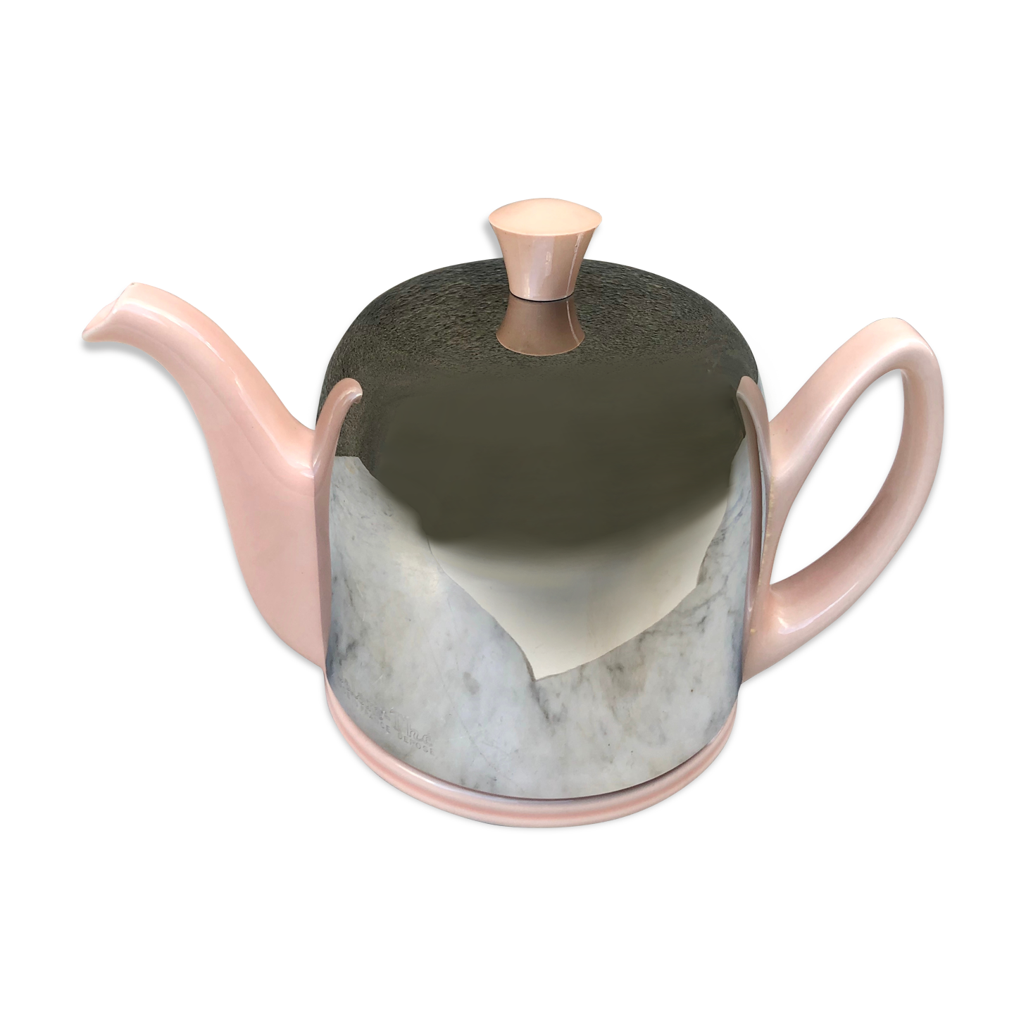 Heating teapot Salam Guy Degrenne 4 cups rare pink ceramic