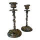 Pair of candlesticks with naturalistic decorations (gothic art nouveau) snake, salamander