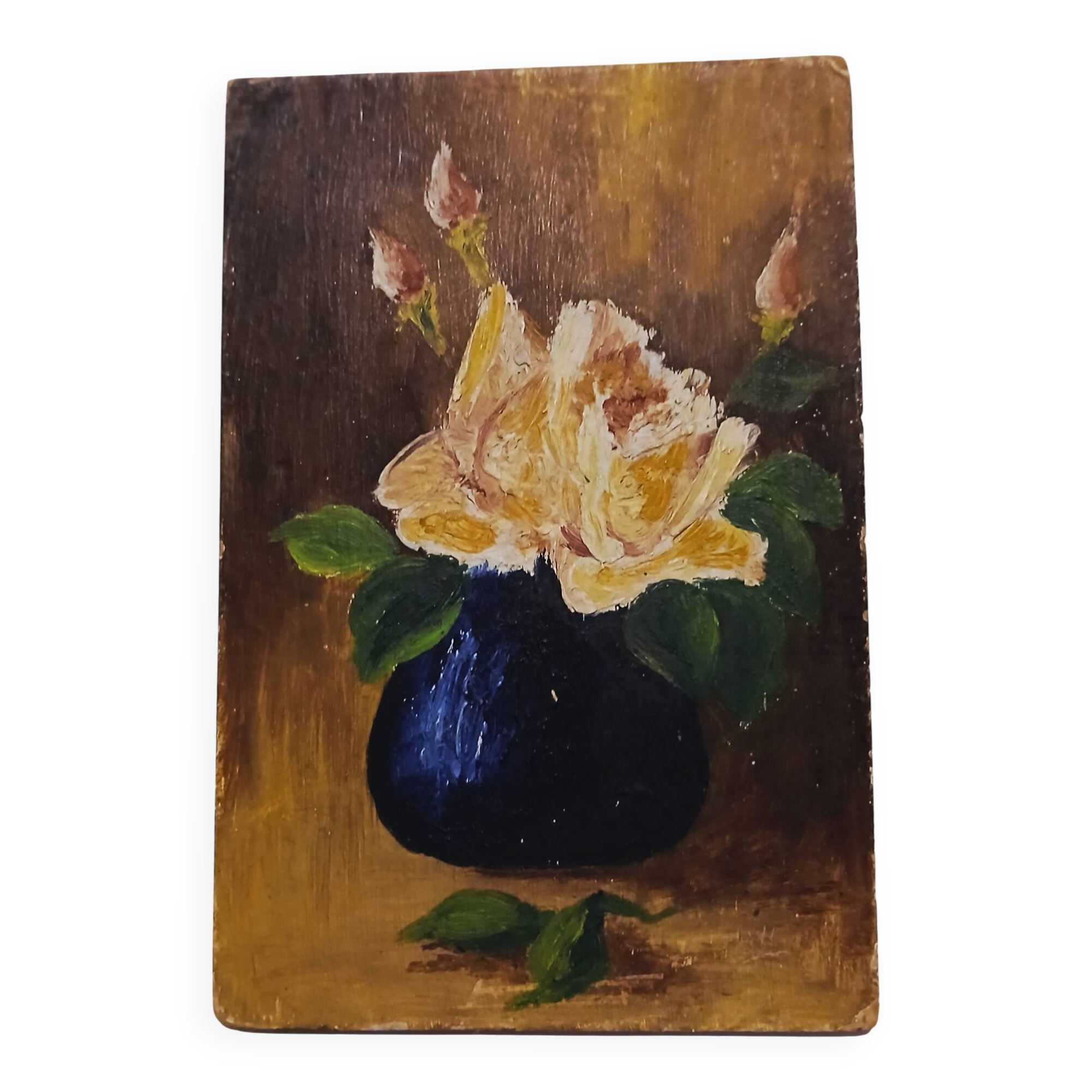 Petit tableau ancien "roses" non signé