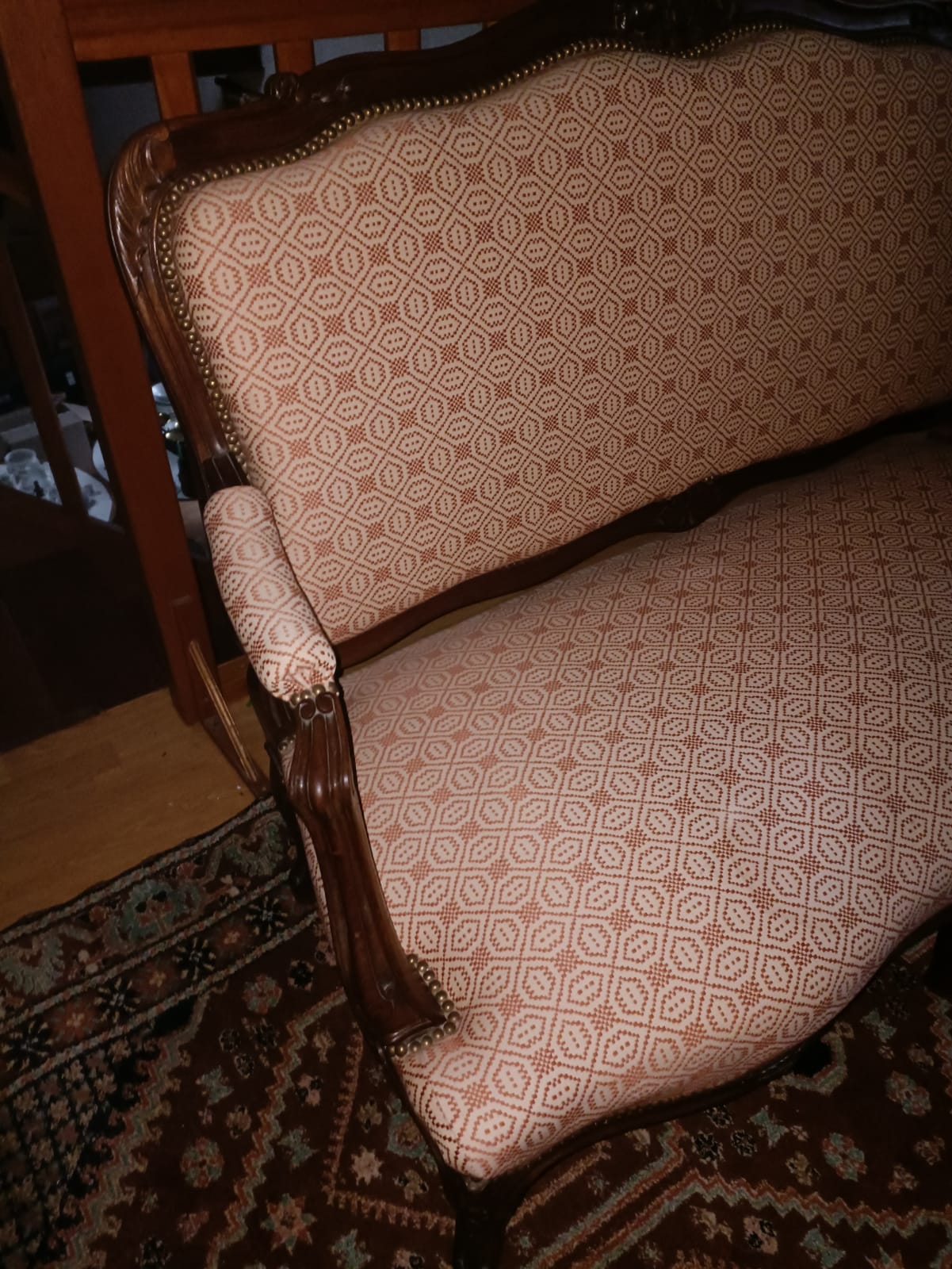 Canapé 2 places en bois et tissu