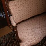 2-seater sofa in wood and fabric