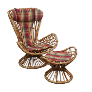 fauteuil avec tabouret - 1960s