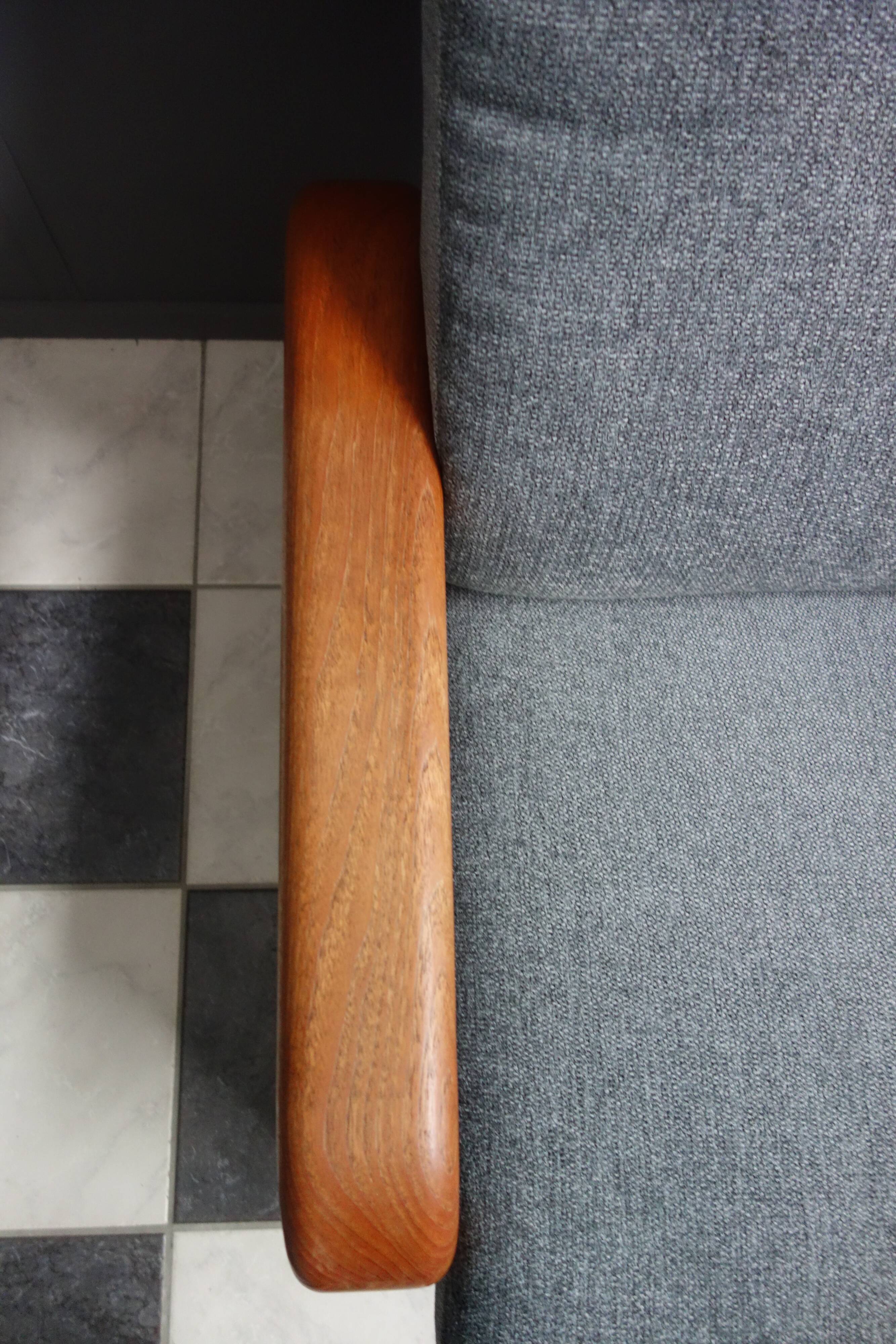 Teak and Grey highback chair by Dyrlund 1970s