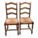 2 dining chairs in solid wood and rush, Chippendale ladder style.