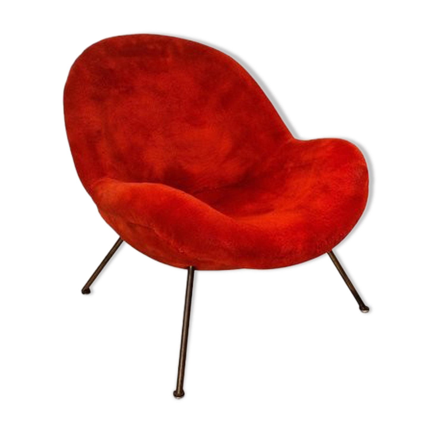 Original red fabric Egg chair by Fritz Neth, 1965