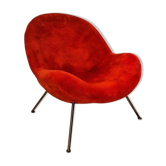 Chaise Egg en tissu rouge original par Fritz Neth, 1965