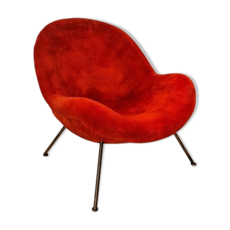 Original red fabric Egg chair by Fritz Neth, 1965
