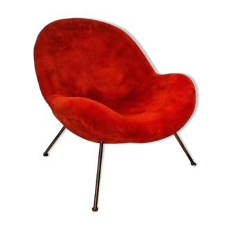 Chaise Egg en tissu rouge original par Fritz Neth, 1965