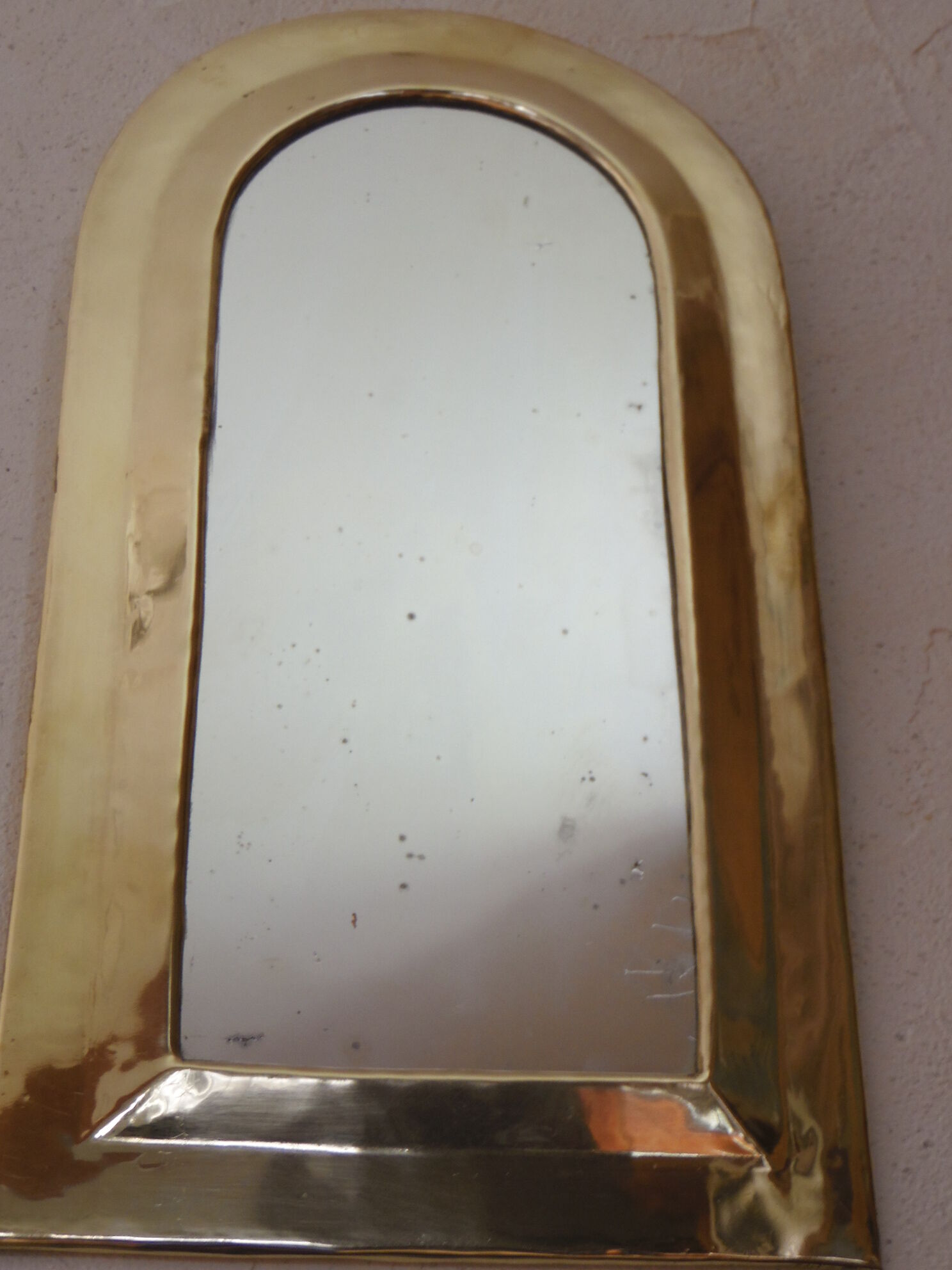 Wall mirror shape window edge brass 18x35cm