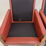 Fauteuils lounge danois vintage en palissandre et cuir. Années 1960.
