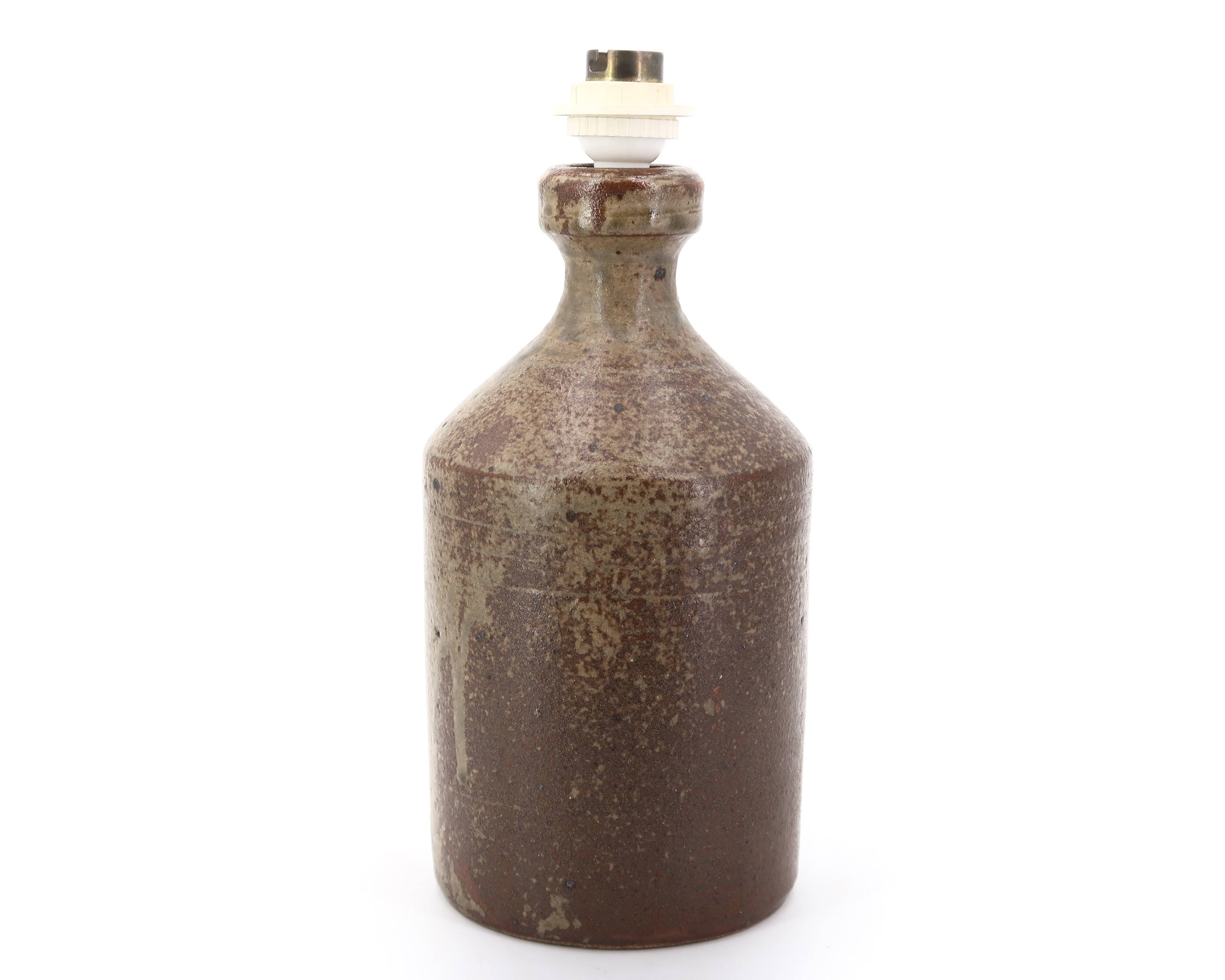 Cylindrical stoneware potter's lamp base, 1970s
