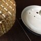 Round ceiling lamp in amber glass / vintage 60s-70s