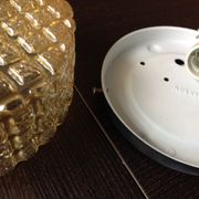 Round ceiling lamp in amber glass / vintage 60s-70s