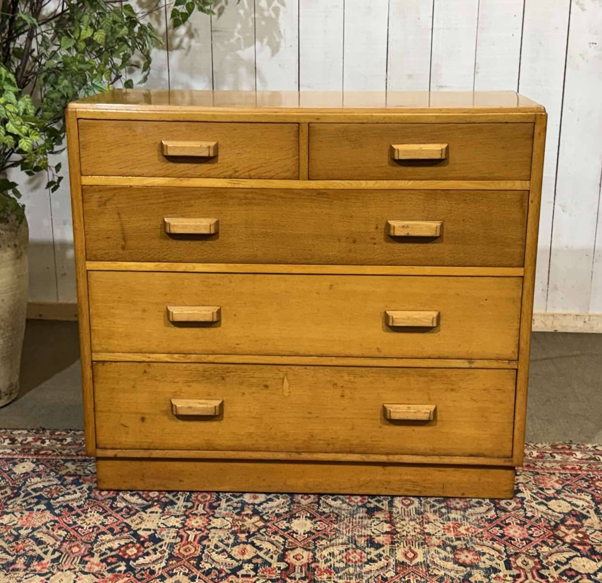 1950s English oak chest of drawers