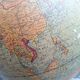 Vintage world map, old illuminated planisphere, terrestrial globe