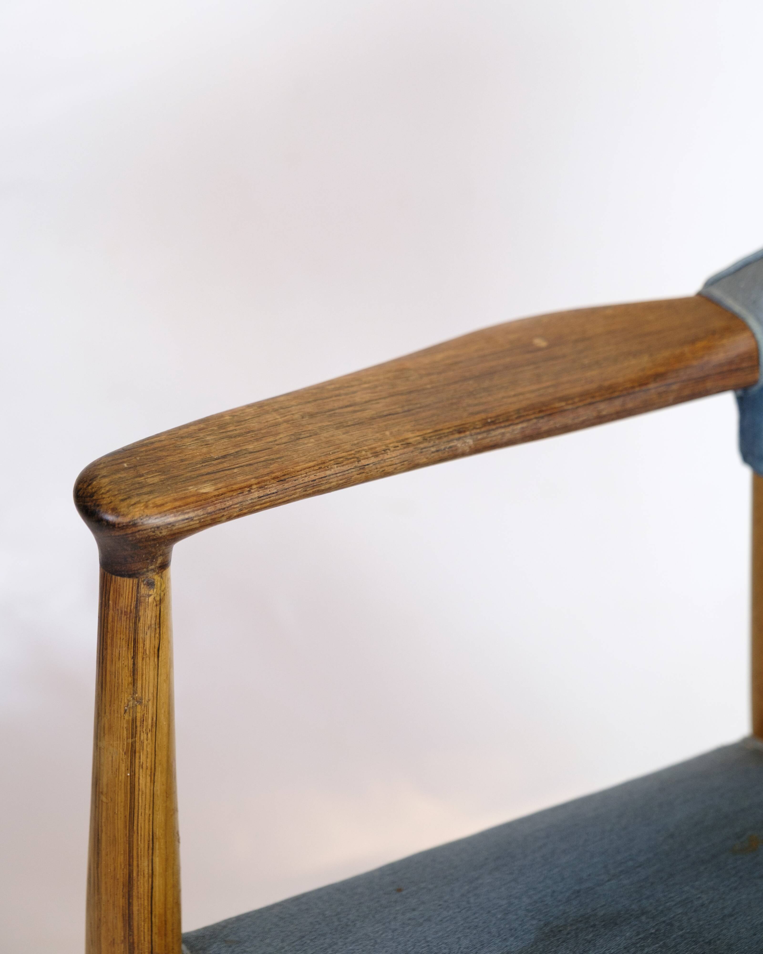 Armchair - Teak - Blue fabric seat - Kurt Olsen - Danish design - 1960s