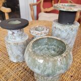Set of 4 signed enameled vases