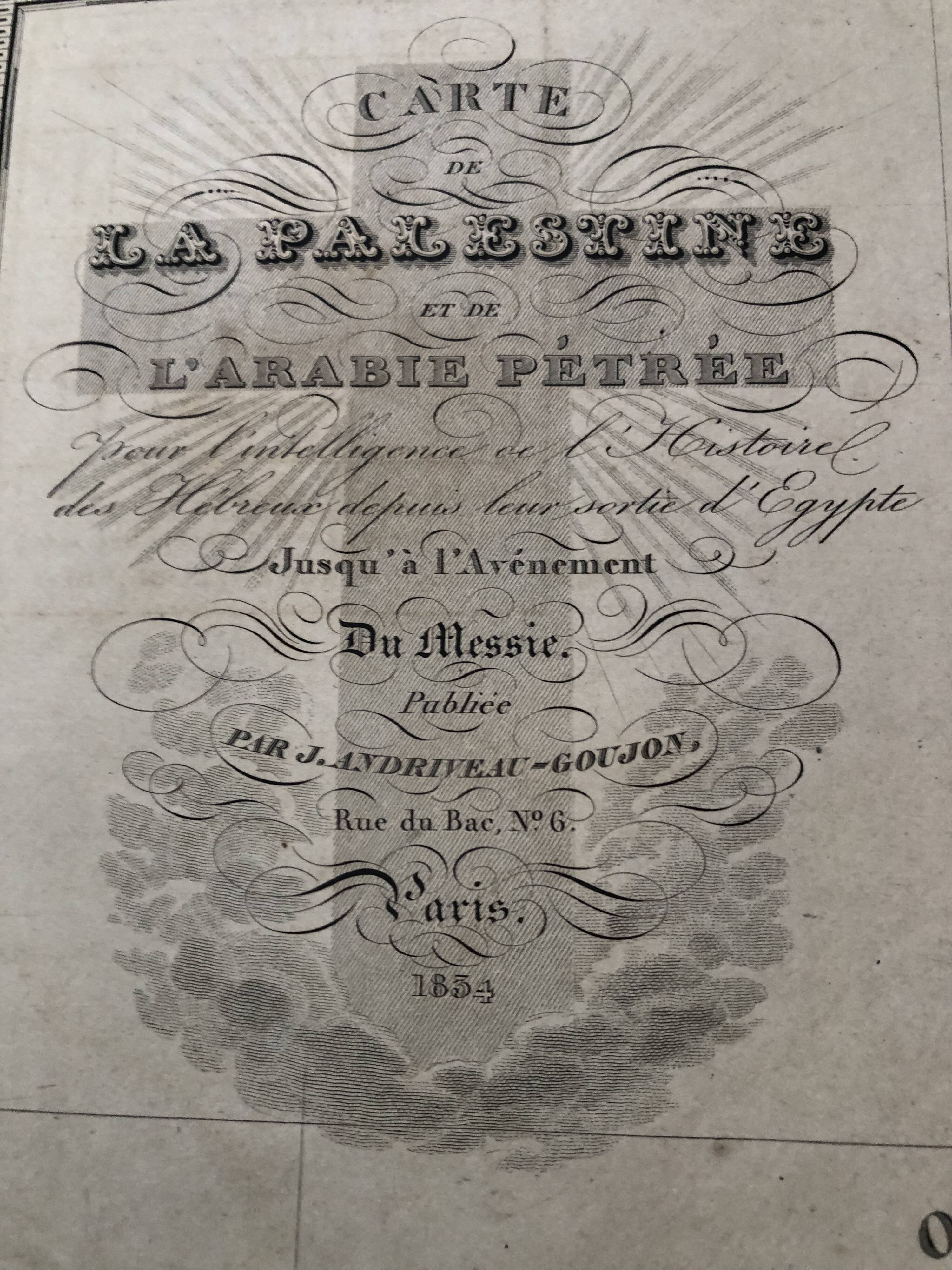 Large atlas map 1834 palestine & arabia petree by andriveau-goujon, history of the hebrews, plan